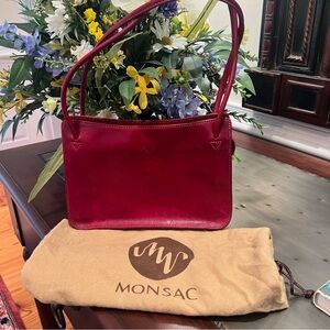 Monsac Burgundy Leather Shoulder Bag